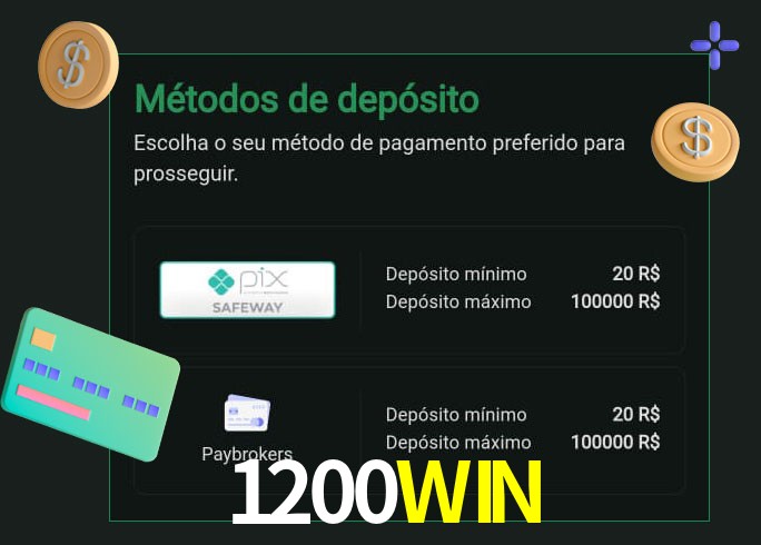 O cassino 1200WINbet oferece uma grande variedade de métodos de pagamento